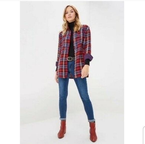 Free People Magical Plaid Embroidered Button Down Shirt Small - Picture 10 of 13